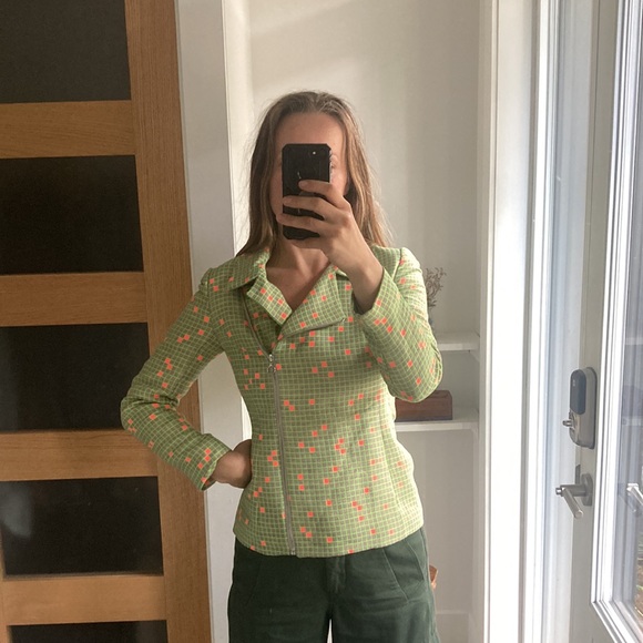 JONATHAN SAUNDERS neon checked moto jacket size 38 - Picture 5 of 14